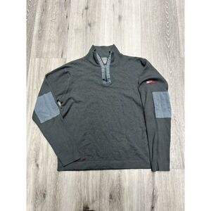 Vintage Y2K Quiksilver Gray Elbow Pad Quarter Zip Knit Size Large